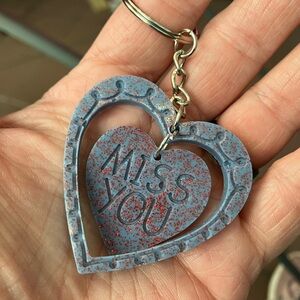 Heart-Shaped Keychain with Glitter